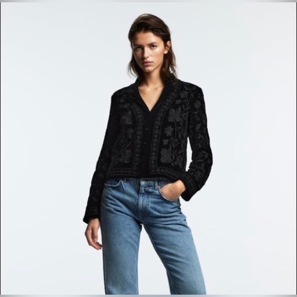 Zara Jackets & Coats Zara Embroidered Velvet Jacket Poshmark